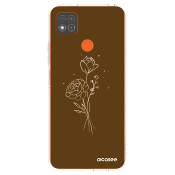 Picasee silikonska prozirna maskica za Xiaomi Redmi 9C - Brown flowers