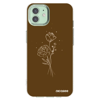 Picasee silikonska prozirna maskica za Apple iPhone 12 - Brown flowers