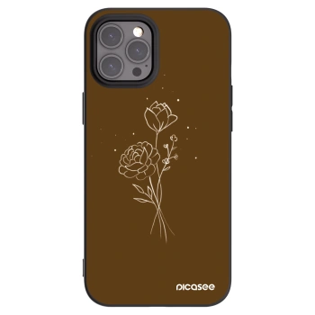 Picasee crna silikonska maskica za Apple iPhone 12 Pro Max - Brown flowers