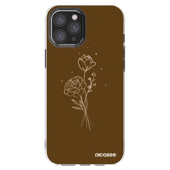 Picasee silikonska prozirna maskica za Apple iPhone 12 Pro Max - Brown flowers