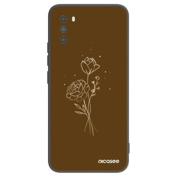 Picasee crna silikonska maskica za Xiaomi Poco M3 - Brown flowers