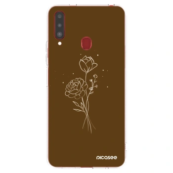 Picasee silikonska prozirna maskica za Samsung Galaxy A20s - Brown flowers