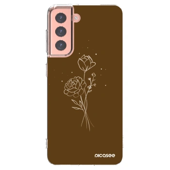 Picasee silikonska prozirna maskica za Samsung Galaxy S21 5G G991B - Brown flowers