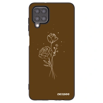 Picasee crna silikonska maskica za Samsung Galaxy A12 A125F - Brown flowers