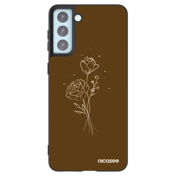 Picasee crna silikonska maskica za Samsung Galaxy S21+ 5G G996F - Brown flowers