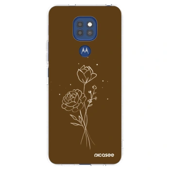 Picasee silikonska prozirna maskica za Motorola Moto G9 Play - Brown flowers