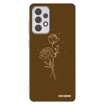 Picasee silikonska prozirna maskica za Samsung Galaxy A52 5G A525F - Brown flowers