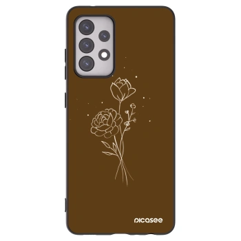 Picasee crna silikonska maskica za Samsung Galaxy A52 5G A525F - Brown flowers