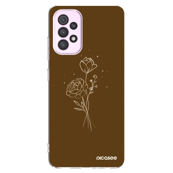 Picasee silikonska prozirna maskica za Samsung Galaxy A32 5G A326B - Brown flowers