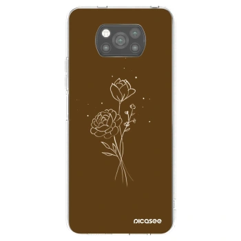 Picasee crna silikonska maskica za Xiaomi Poco X3 Pro - Brown flowers