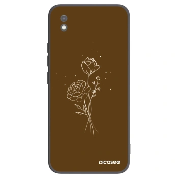 Picasee crna silikonska maskica za Xiaomi Redmi 9AT - Brown flowers