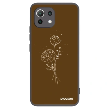 Picasee crna silikonska maskica za Xiaomi Mi 11 Lite - Brown flowers
