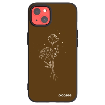 Picasee crna silikonska maskica za Apple iPhone 13 - Brown flowers