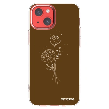 Picasee silikonska prozirna maskica za Apple iPhone 13 mini - Brown flowers