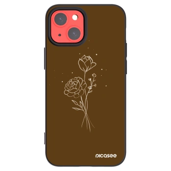 Picasee crna silikonska maskica za Apple iPhone 13 mini - Brown flowers