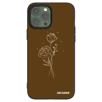 Picasee crna silikonska maskica za Apple iPhone 13 Pro Max - Brown flowers