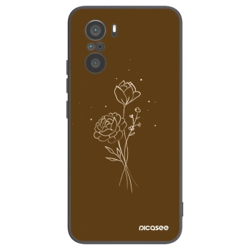 Picasee crna silikonska maskica za Xiaomi Poco F3 - Brown flowers