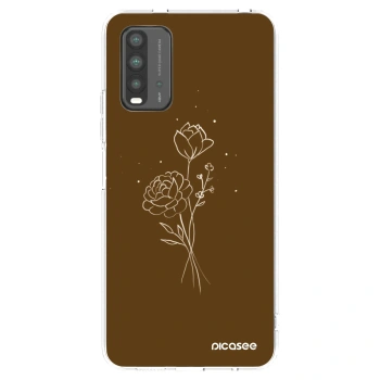 Picasee silikonska prozirna maskica za Xiaomi Redmi 9T - Brown flowers