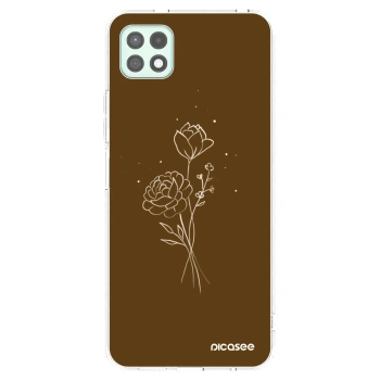 Picasee silikonska prozirna maskica za Samsung Galaxy A22 A226B 5G - Brown flowers