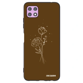Picasee crna silikonska maskica za Samsung Galaxy A22 A226B 5G - Brown flowers