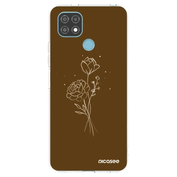 Picasee silikonska prozirna maskica za Realme C21 - Brown flowers
