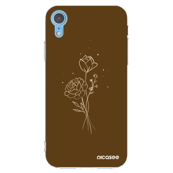 Picasee silikonska prozirna maskica za Apple iPhone XR - Brown flowers