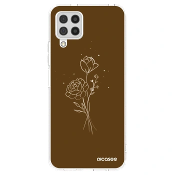 Picasee silikonska prozirna maskica za Samsung Galaxy A22 A225F 4G - Brown flowers
