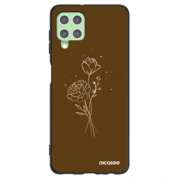 Picasee crna silikonska maskica za Samsung Galaxy A22 A225F 4G - Brown flowers