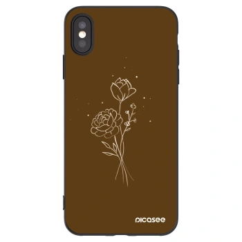 Picasee crna silikonska maskica za Apple iPhone XS Max - Brown flowers