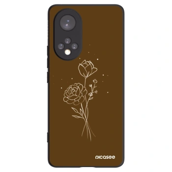 Picasee crna silikonska maskica za Huawei Nova 9 - Brown flowers