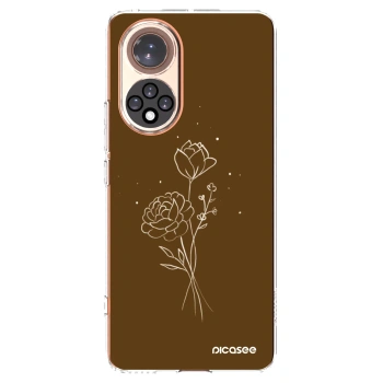 Picasee silikonska prozirna maskica za Huawei Nova 9 - Brown flowers