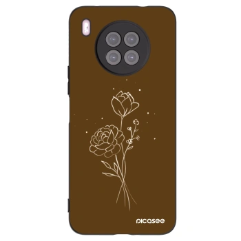 Picasee crna silikonska maskica za Huawei Nova 8i - Brown flowers