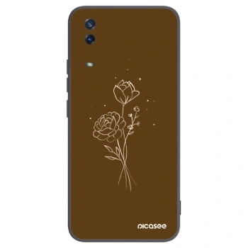 Picasee crna silikonska maskica za Vivo Y11s - Brown flowers
