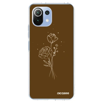 Picasee silikonska prozirna maskica za Xiaomi 11 Lite 5G NE - Brown flowers