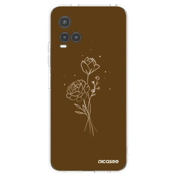 Picasee silikonska prozirna maskica za Vivo Y33s - Brown flowers