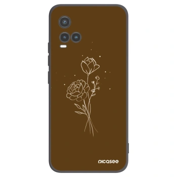 Picasee crna silikonska maskica za Vivo Y33s - Brown flowers