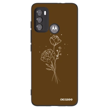 Picasee crna silikonska maskica za Motorola Moto G60 - Brown flowers