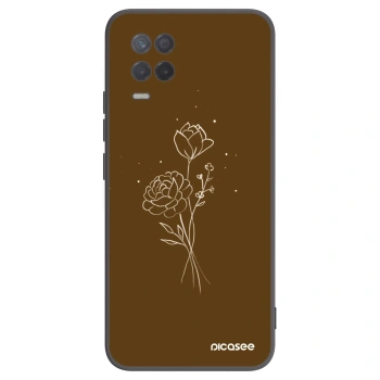 Picasee crna silikonska maskica za Realme 8 5G - Brown flowers