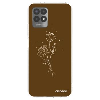 Picasee silikonska prozirna maskica za Realme 8i - Brown flowers