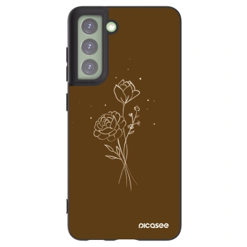 Picasee crna silikonska maskica za Samsung Galaxy S21 FE 5G - Brown flowers