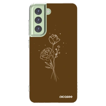 Picasee silikonska prozirna maskica za Samsung Galaxy S21 FE 5G - Brown flowers