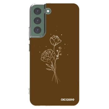 Picasee silikonska prozirna maskica za Samsung Galaxy S22+ 5G - Brown flowers
