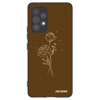 Picasee crna silikonska maskica za Samsung Galaxy A53 5G A536 - Brown flowers