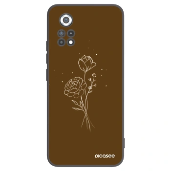 Picasee crna silikonska maskica za Xiaomi Poco X4 Pro 5G - Brown flowers