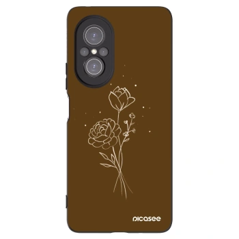 Picasee crna silikonska maskica za Huawei Nova 9 SE - Brown flowers