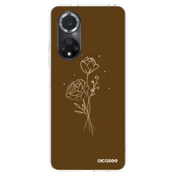 Picasee silikonska prozirna maskica za Huawei Nova 9 SE - Brown flowers