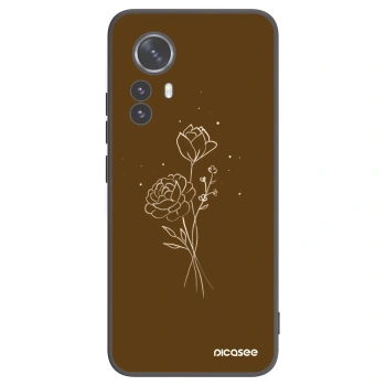 Picasee crna silikonska maskica za Xiaomi 12 Pro - Brown flowers