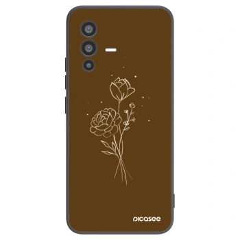 Picasee crna silikonska maskica za Vivo V23 5G - Brown flowers