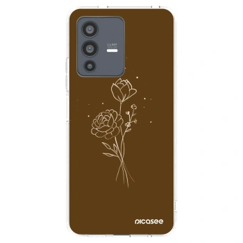 Picasee silikonska prozirna maskica za Vivo V23 5G - Brown flowers