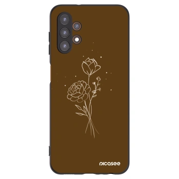 Picasee crna silikonska maskica za Samsung Galaxy A13 4G A135 - Brown flowers